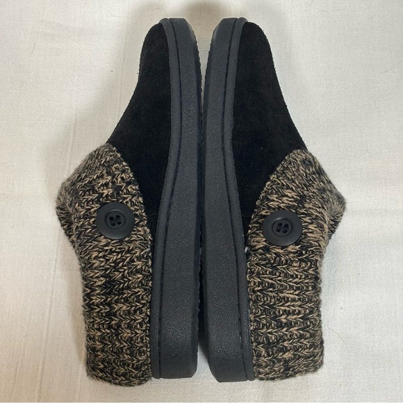 Clarks Angelina Knitted Collar Suede Clog Slipper Mule Shoe-Black-Women Size 9 - Picture 7 of 11
